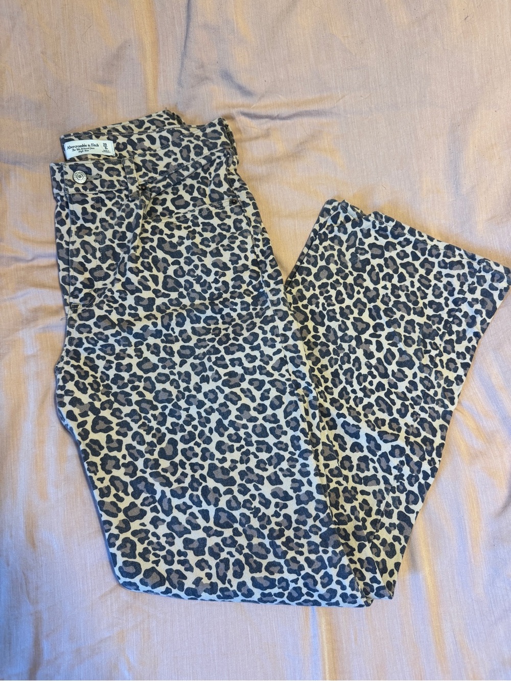 Abercrombie & Fitch Leopard Print High-Rise Jeans - Black & Tan